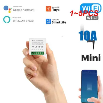 1 ~ 5ШТ Tuya 16A Mini Wifi Smart Switch Light Поддерживает 2 способа управления временем Модуль автоматизации Приложение для Alexa Home Изображение