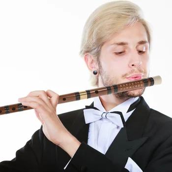 1 Комплект Китайской Бамбуковой Флейты, Двухсекционная Флейта, Длинная Флейта с Сумкой Для Хранения (Клавиша C) Изображение
