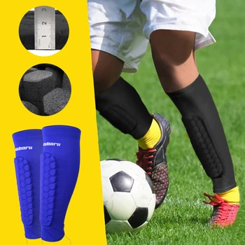 1 Пара детских футбольных щитков для голени, детские Противоударные футбольные носки для голени, рукава для ног, Защита ног для тренировок подростков, Пользовательский логотип Изображение