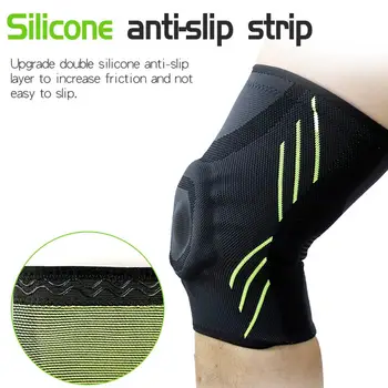 1 шт. Компрессионный бандаж для поддержки колена, защита надколенника, Вязаный Силиконовый пружинный рукав для баскетбола, волейбольные Наколенники Изображение