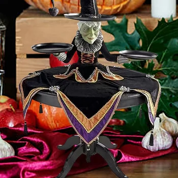 1 ШТ Подставка для закусочной Ведьмы на Хэллоуин, Праздничные Тарелки для кексов, Черная смола для праздничного застолья Изображение