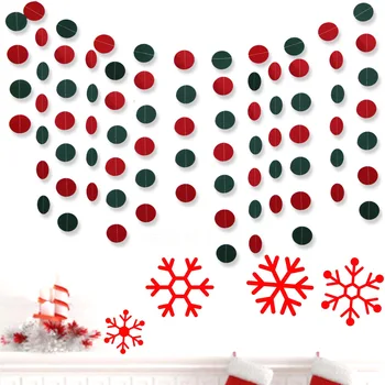2 м Красно-зеленые Рождественские круглые бумажные гирлянды, сделанные своими руками Рождественские Подвесные украшения для Рождественской елки, Счастливого Рождества, Счастливого Нового года Изображение