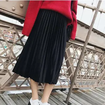 2023 Новая осенне-зимняя узкая женская бархатная юбка с высокой талией, плиссированные юбки, Плиссированная юбка, Бесплатная Доставка Изображение