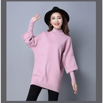 2023 Новый женский осенне-зимний свитер Fat Sister большого размера, женская свободная одежда, вязаный топ, толстая женская нижняя рубашка Tide Изображение