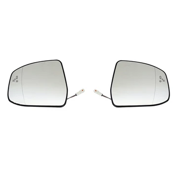2шт Дверное крыло Боковое зеркальное стекло с подогревом, предупреждение о слепой зоне с опорной пластиной для Focus MK2 MK3 Mondeo MK4 L + R Изображение