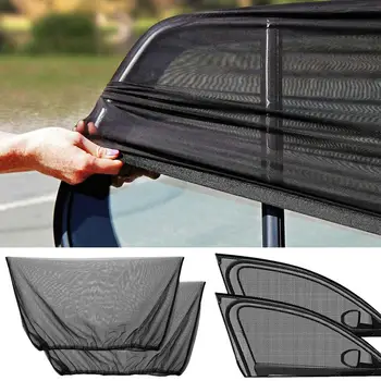 2шт Шторка для бокового окна автомобиля с защитой от ультрафиолета, дышащий солнцезащитный козырек, защитная крышка заднего стекла для детей, подходит для большинства автомобилей Изображение