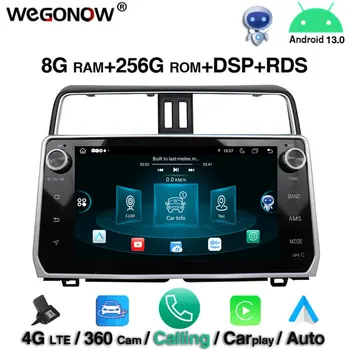 Carplay 360 камера Автомобильный DVD-плеер DSP IPS Android 13,0 8 ГБ 256 ГБ WiFi Bluetooth 5,0 RDS радио GPS для Toyota PRADO 2018 - 2020 Изображение