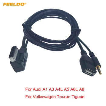 FEELDO 5шт Автомобильный Аудио-Музыкальный 3,5 мм AUX Кабель AMI/MDI/MMI Интерфейс USB + Зарядное Устройство Для Audi Volkswagen Проводной Адаптер #AM6209 Изображение