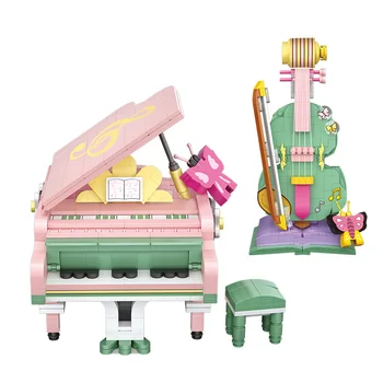 LOZ 4106 4107 Строительные Игрушки мини Блок Головоломка Подарок Пианино Скрипка Модель Домашнего декора Подарки для женщин Изображение