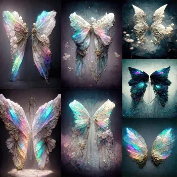 Mocsicka Детский фон для фотосъемки взрослых с блестящими градиентными крыльями бабочки, Ангел, женский фон для фотосессии, фотостудия Изображение