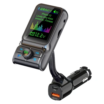 QC3.0 Быстрая зарядка автомобильный Bluetooth MP3-плеер FM-передатчик HD цветной экран Автомобильные принадлежности Изображение