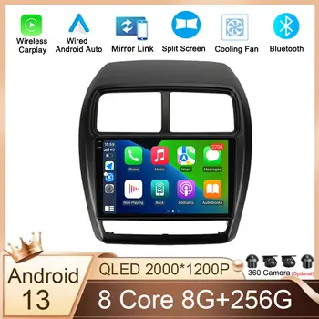 QLED Для Mitsubishi ASX 1 2010-2018 Android 13 Автомобильный Стерео Радио Мультимедийный Видеоплеер Навигация GPS Carplay DSP 4G Головное устройство Изображение