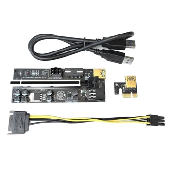 Riser VER 009C Plus PCI Express Адаптер от 1X до 16X Удлинитель Pcie Riser Adapter Card SATA Двойной 6Pin Адаптер Изображение