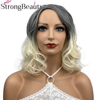 StrongBeauty Волнистые парики средней длины Для женщин, синтетический парик из термостойких натуральных волос Изображение