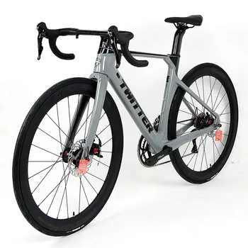 Twitter road bike 700c 50 мм карбоновые колеса с дисковым тормозом через ось 24 скоростной карбоновый каркас дорожного велосипеда Изображение