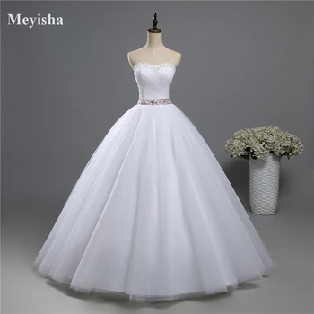 ZJ9084 модные бусины, хрустально-белые свадебные платья цвета слоновой кости для невест, большие размеры, Макси, официальная милая Изображение