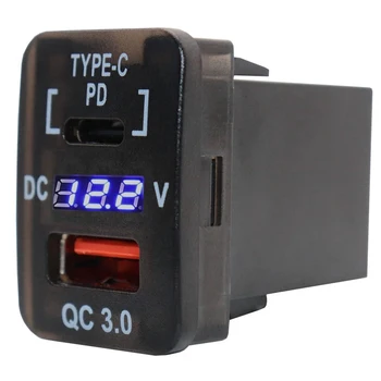 Автомобильное USB-зарядное устройство 30X20 мм QC3.0 Быстрая зарядка с адаптером USB-зарядного устройства PD Type C для Toyota Изображение