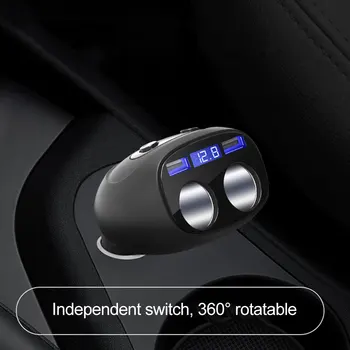 Автомобильное зарядное устройство QC3.0 USB Быстрая зарядка четыре с двойным переключателем Автомобильный прикуриватель Автомобильная зарядка Многофункциональный прикуриватель Изображение