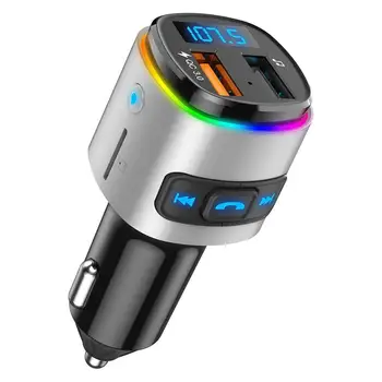 Автомобильный Fm-передатчик Bc41, совместимый с Bluetooth, Красочная карта освещения атмосферы, Зарядное устройство для mp3-плеера, прикуриватель Изображение