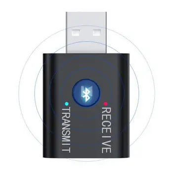 Адаптер аудиоприемника-передатчика Bluetooth 5.0 AUX 3,5 мм Аудио 2 В 1 Беспроводной передатчик TR6 для домашней музыкальной системы в автомобиле Изображение