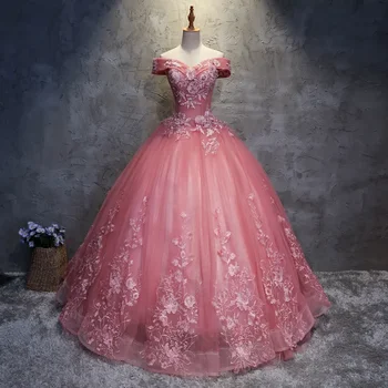 Бальных платьев, пышных платьев с аппликацией, элегантных красивых вечерних бальных платьев с цветочным принтом, Vestidos De 15 Anos Изображение