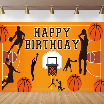 Баскетбольная тема С Днем Рождения Фон для фотосъемки Баннер Slam Dunk Баскетбол Спортивный Фон Декор стены Фотостудии Изображение