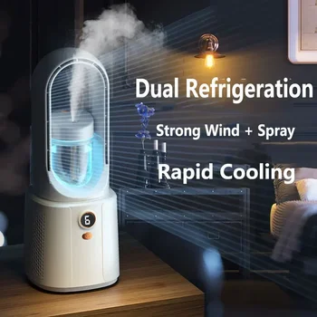 Безлопастной вентилятор с водяным охлаждением, Электрический вентилятор с 6 передачами, охлаждающий воздух, Новый настольный вентилятор для циркуляции воздуха, Вертикальный кондиционер Изображение