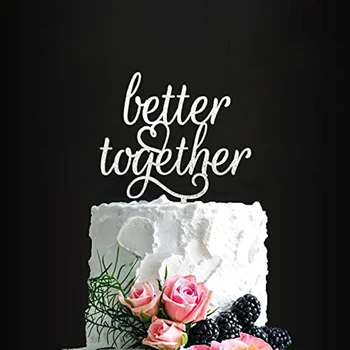 Верхушка для свадебного торта Better Together, Зеркальная Золотая блестящая полоска Для свадебного декора на годовщину Помолвки, Принадлежности для выпечки Изображение
