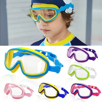 Водные виды спорта для детей 8-13 лет, не протекающие Противотуманные очки для плавания, Очки для плавания, Аксессуары для плавания, Плавательные очки Изображение