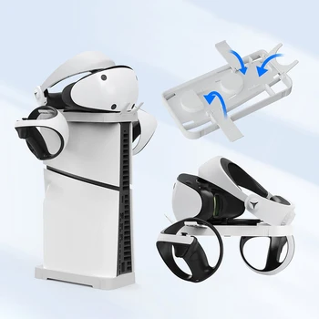 Горизонтальная Вертикальная подставка, держатель для подставки, крючок, VR-гарнитура, держатель для наушников для консоли PS5 Slim Disc & Digital Edition Изображение