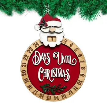 Деревянный рождественский адвент-календарь с обратным отсчетом времени для домашнего декора, календарь Санта-Клауса, висящий на стене, окне, двери, камине, календарь для украшений Изображение