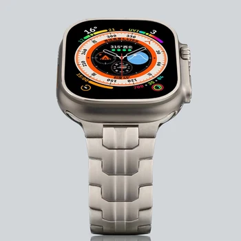 Для Apple watch 8 7 45m 41mm se 6 5 4 44mm 40mm ремешок из нержавеющей стали для iwatch ultra 49mm 3 42mm 38mm Деловой браслет Изображение