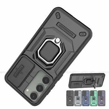 Для Samsung Galaxy S23 5G Case Slide Camera Чехол Для Телефона Armor PC Противоударная Металлическая Подставка Samsung Galaxy S23 Plus Ultra 5G Изображение