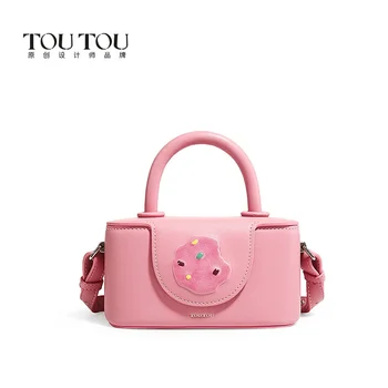 Женская сумочка в виде коробки для сладкого печенья TOUTOU, универсальная сумочка через плечо для девочек, прекрасная сумка через плечо для работы и повседневного использования Изображение