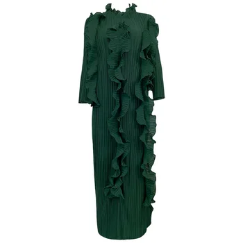 Женское универсальное платье COZOK Temperament, Тонкие модные однотонные плиссированные платья с длинными рукавами, женские осенние новинки 2024 года, WT550 Изображение