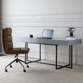 Итальянский легкий роскошный минималистский офисный стол бытовой письменный стол дизайнерский компьютерный стол простой современный рабочий стол Изображение