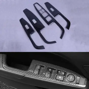 Комплект Накладок Переключателя Стеклоподъемника Автомобиля LHD, Пригодный для Hyundai Elantra 2017 2018 2019 2020, Черный Стиль ABS из Углеродного Волокна Изображение