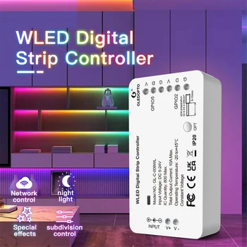 Контроллер полосы GLEDOPTO WLED Светодиодные фонари более 100 режимов динамического освещения DIY WiFi APP Control 800 IC RGB RGBW Нет необходимости в концентраторе Изображение