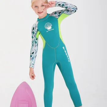 Купальник для девочек, водолазный костюм из 2,5 мм неопрена, купальники для серфинга, одежда с медузами для серфинга с длинным рукавом, купальники для холодной воды Изображение