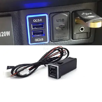Модифицированный QC3.0 Автомобильная зарядка USB Двойная быстрая зарядка с разъемом отображения напряжения для Toyota Corolla LEVIN HYBRID Изображение