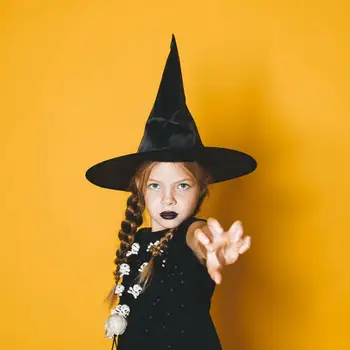Модная шляпа ведьмы, изысканные аксессуары для шляпы ведьмы на Хэллоуин, украшения для вечеринок, фестивалей, Многоразовый черный цвет для костюма на Хэллоуин Изображение