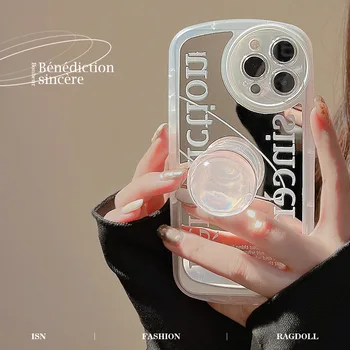 Модный роскошный хрустальный кронштейн зеркальный Чехол Для Телефона iPhone 14 13 12 11 Pro Max PLUS с Защитой от падения Soft shell Изображение