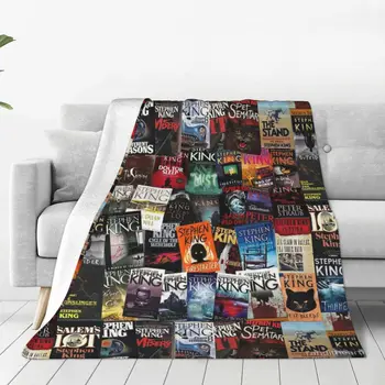 Обложки книг Стивена Кинга, одеяло с ужасным книжным червем, покрывало на кровать, Лоскутное одеяло, аниме, эстетическое одеяло Изображение