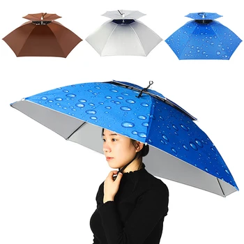 Отличные продукты Портативный складной ветрозащитный зонтик, шляпа, кепка для мужчин и женщин, идеально подходит для рыбалки, пеших прогулок, кемпинга, защиты от ультрафиолета Изображение