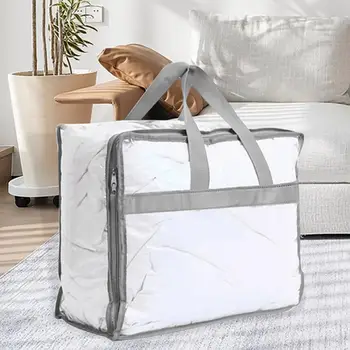 Переносная сумка для хранения одежды Вместительные сумки для хранения одежды с переносными ручками на сверхпрочных молниях, складные многофункциональные для одеял Изображение