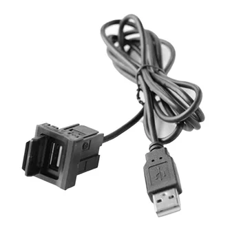 Пластик 3,3 *2,3 (см) Черный 1шт USB с пылезащитным чехлом жгут проводов Автомобильный AUX Dash заподлицо двойной USB Высокое качество Изображение