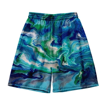 Пляжные шорты Мужская и женская одежда с цифровой 3D печатью повседневные шорты Модный тренд парные брюки 17 Изображение
