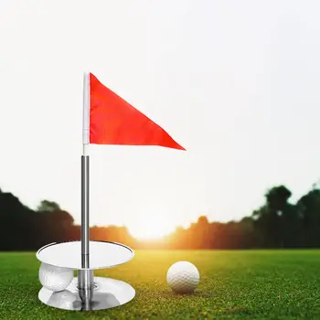 Подарки для игры в гольф, металлические переносные флажки для гольфа, чашка для отверстий для флажков для гольфа, руководство по выравниванию, Крытое, открытое тренировочное поле, двор Изображение