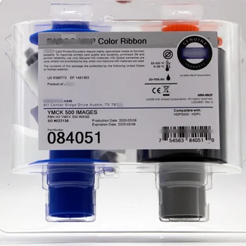 Полноцветная лента для принтера карт Fargo 084051 YMCK HDP5000 из смолы с 500 отпечатками в 1 рулоне Изображение