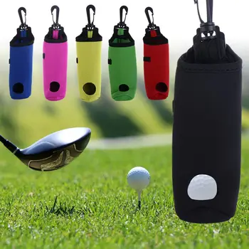 Портативная маленькая сумка для мячей для гольфа, мини-поясная сумка, 3 мяча + 3 футболки, неопреновая сумка для мячей для гольфа с поворотным зажимом для поясного ремня Изображение